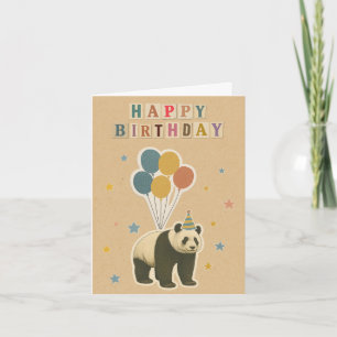 Panda Verjaardag Kaart met Ballonnen
