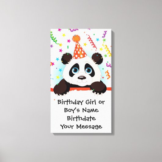 Panda Verjaardag Memento Canvas Afdruk (Voorkant)
