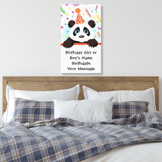 Panda Verjaardag Memento Canvas Afdruk (Insitu (Slaapkamer))