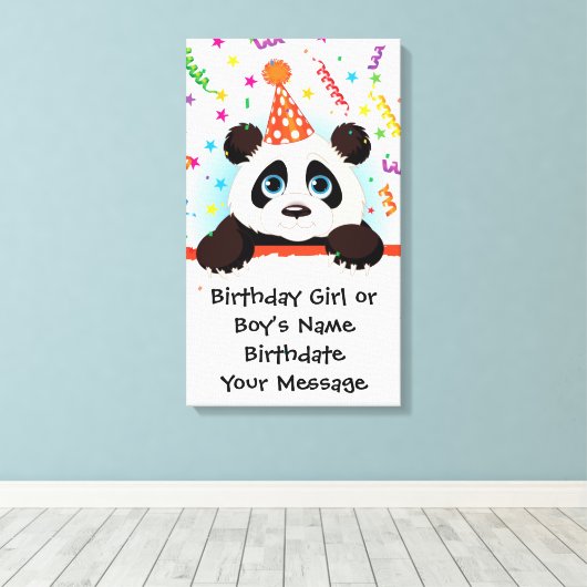 Panda Verjaardag Memento Canvas Afdruk (Insitu (Houten vloer))