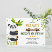 Panda verjaardagsfeest thema uitnodiging (Staand voorkant)
