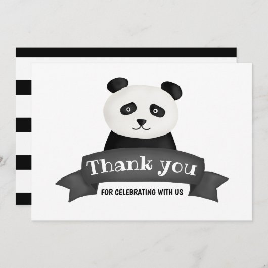 Panda verjaardagsfeestje | Dank u Kaart (Voorkant / Achterkant)