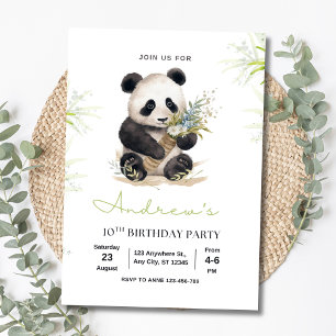 Panda-verjaardagsuitnodiging, Bamboe Panda Jongens Kaart