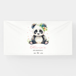 Panda verjaardagsuitnodiging, Panda meisje verjaar Spandoek