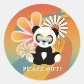 Panda | Vrede uit kleurrijk Ronde Sticker (Voorkant)