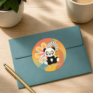 Panda Vreedzaam Afscheid Kleurrijk Ronde Sticker