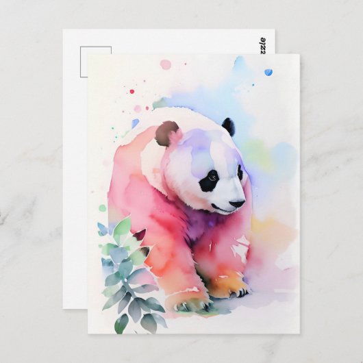 Panda Waterverf Portret 1 Briefkaart (Voorkant / Achterkant)