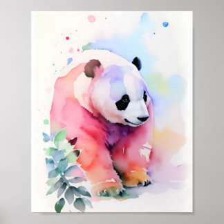 Panda Waterverf Portret 1 Poster