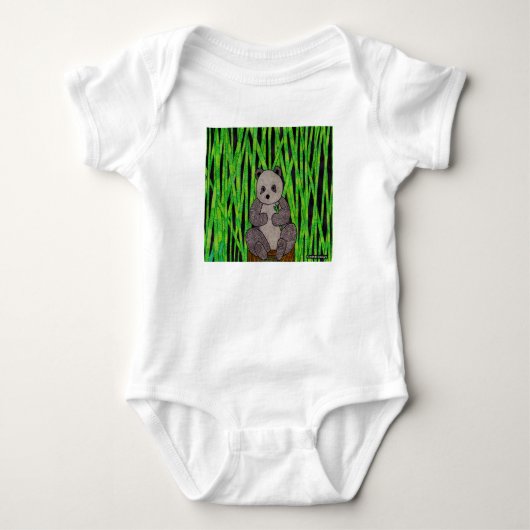 Panda (wit) - Baby Bodyoverall Romper (Voorkant)