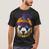 Panda Witch Funny Halloween Costume Creepy Moon T-shirt (Voorkant)
