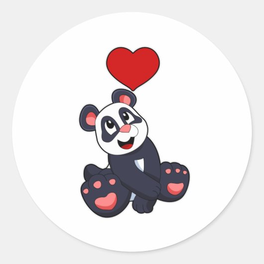 Panda with Heart Ronde Sticker (Voorkant)