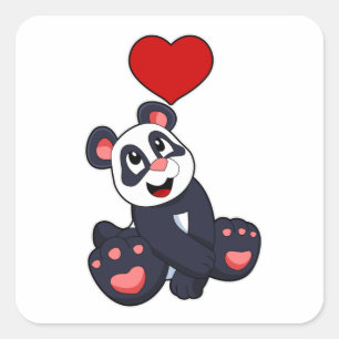 Panda with Heart Vierkante Sticker