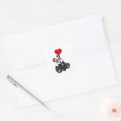 Panda with Heart Vierkante Sticker (Envelop)