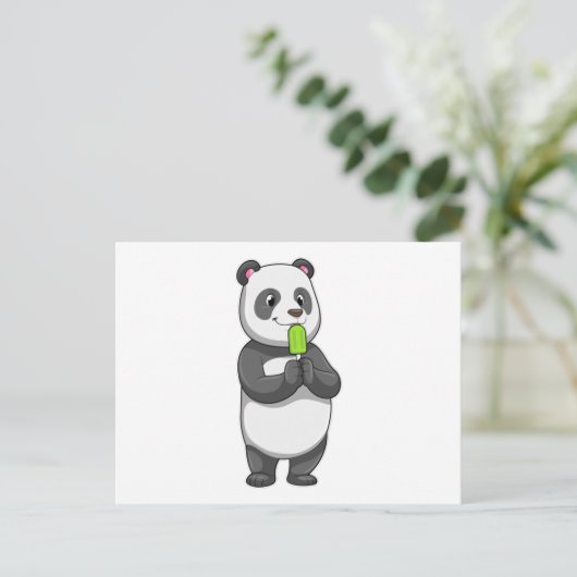 Panda with Popsicle Briefkaart (Staand voorkant)
