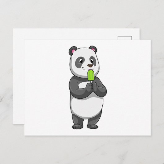 Panda with Popsicle Briefkaart (Voorkant / Achterkant)