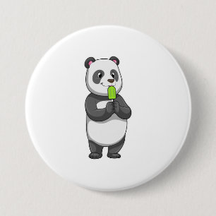 Panda with Popsicle Ronde Button 7,6 Cm