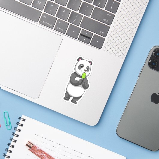 Panda with Popsicle Sticker (Laptop met iPhone)