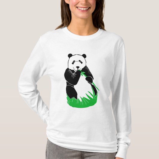 Panda Women's Hanes Nano Long Sleeve T-Shirt (Voorkant)