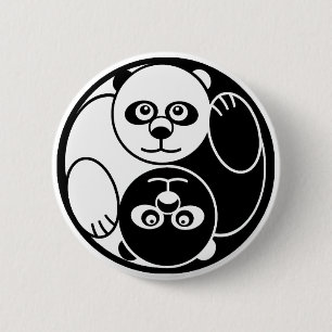 Panda Yin Yang Ronde Button 5,7 Cm