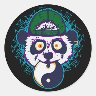 PANDA YIN YANG RONDE STICKER