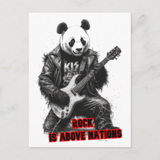 Panda zegt: Rock staat boven Naties op een Feestdagenkaart