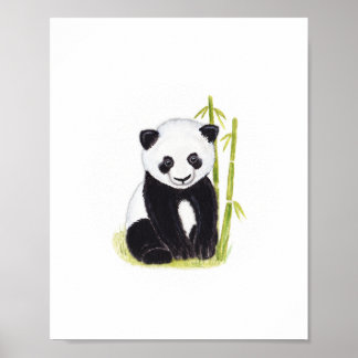 Pandabak en waterverf-schilderijen van bamboe poster