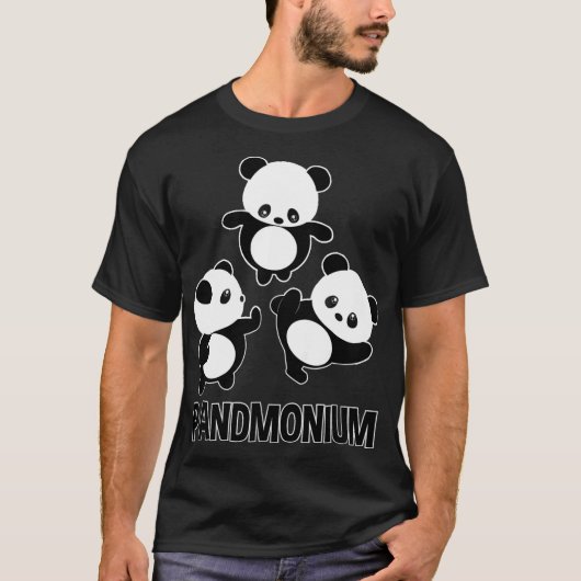 Pandamonium TShirt Funny Panda Bear Pun Tee (Devant)