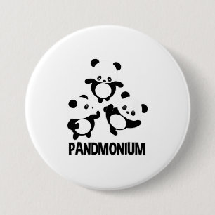 Pandamonium TShirt Funny Panda Beer Pun T-shirt Ronde Button 7,6 Cm