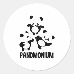 Pandamonium TShirt Funny Panda Beer Pun T-shirt Ronde Sticker