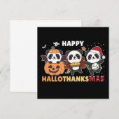 Pandas de Noël Joyeux Hallothanksmas Invitation (Devant / Derrière)