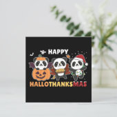 Pandas de Noël Joyeux Hallothanksmas Invitation (Debout devant)