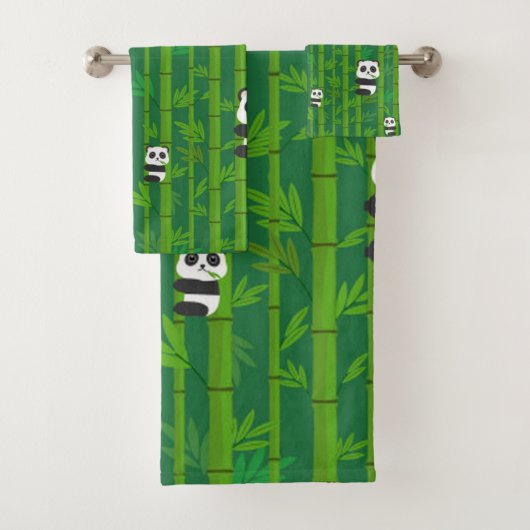 Pandas Eating Bamboo Bad Handdoek (Insitu)