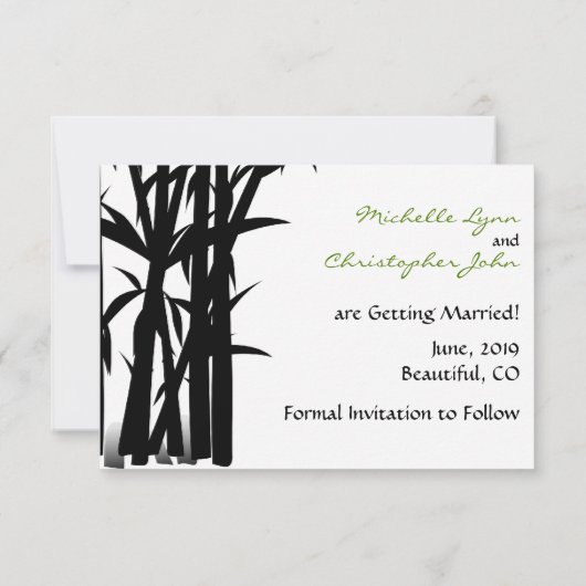 Panda's en Bamboe Huwelijk Save the Date (Achterkant)