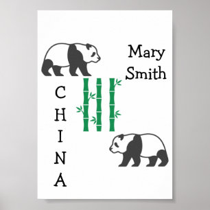 Panda's en bamboes poster
