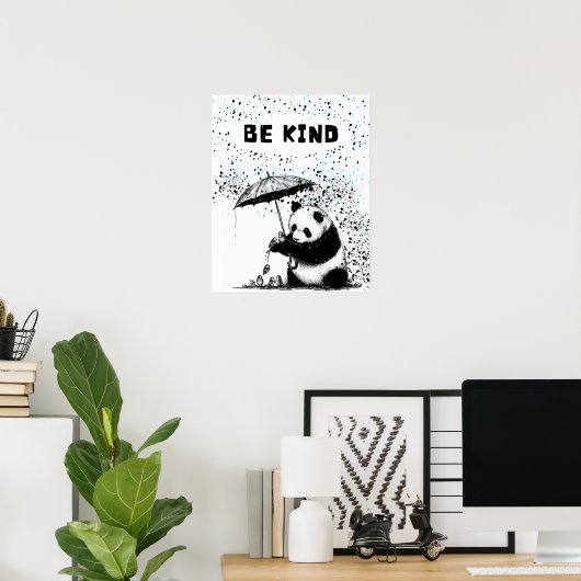 Panda's Haven: Wees aardig tegen gevederde vriende Poster (Thuiskantoor)