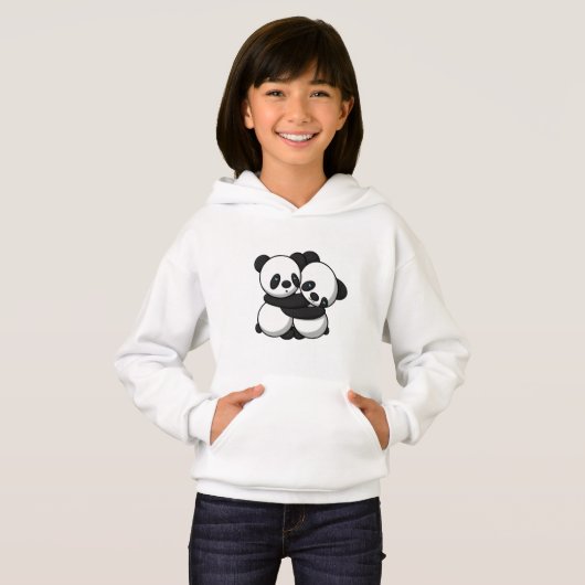 Pandas Hugging Girl's Pullover Hoodie (Voorkant volledig)