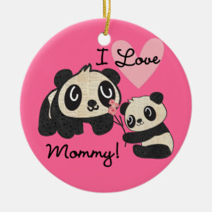 Panda's I de Mama van de Liefde Keramisch Ornament
