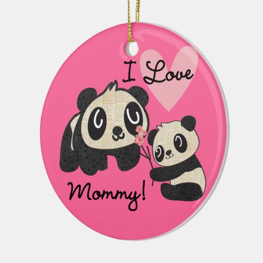 Panda's I de Mama van de Liefde Keramisch Ornament (Links)