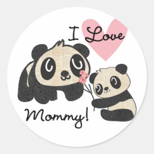 Panda's I de Mama van de Liefde Ronde Sticker