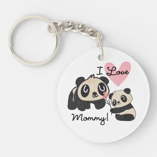 Panda's I de Mama van de Liefde Sleutelhanger (Voorkant)