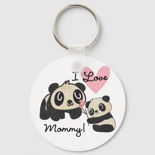 Panda's I de Mama van de Liefde Sleutelhanger (Voorkant)