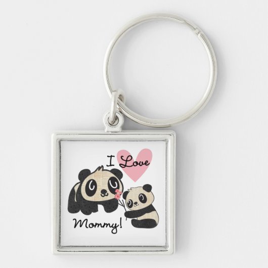 Panda's I de Mama van de Liefde Sleutelhanger (Voorkant)