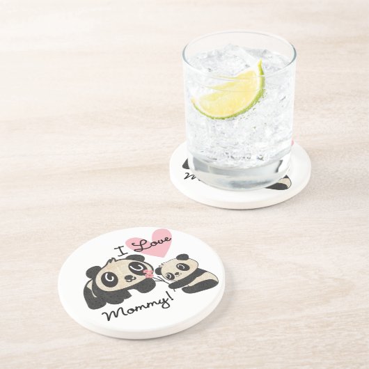 Panda's I de Mama van de Liefde Zandsteen Onderzetter (Zijkant)