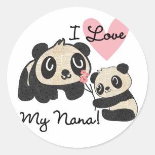 Panda's I houden van Mijn Nana Ronde Sticker