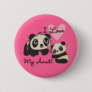 Panda's I houden van Mijn Tante Ronde Button 5,7 Cm
