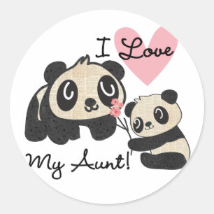 Panda's I houden van Mijn Tante Ronde Sticker