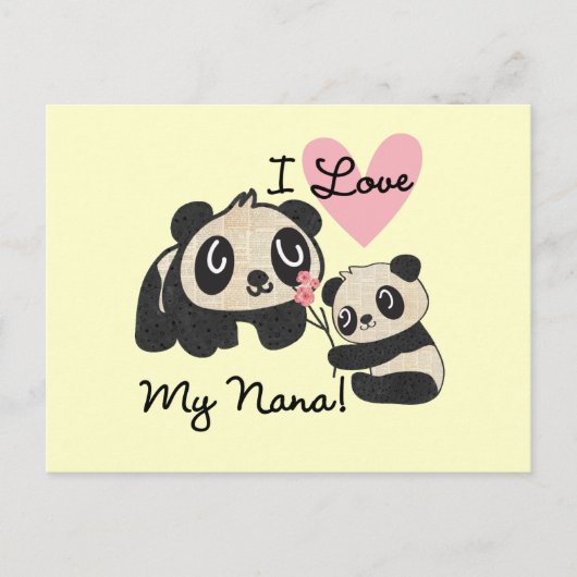 Pandas I Love My Nana Briefkaart (Voorkant)