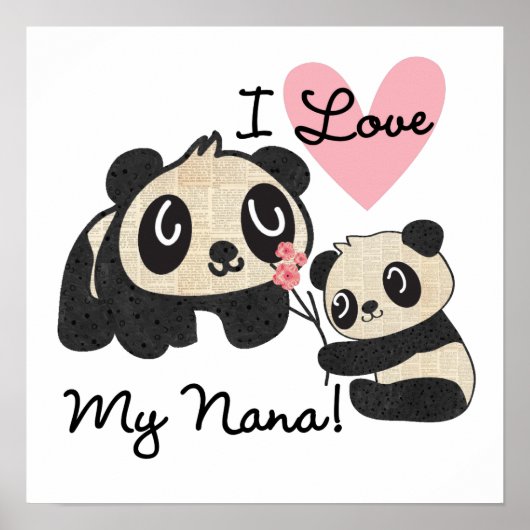 Pandas I Love My Nana Poster (Voorkant)