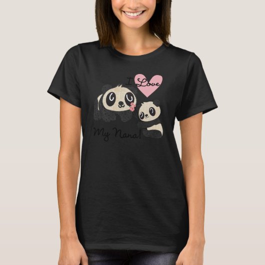 Pandas I Love My Nana Toddler Raglan T-shirt (Voorkant)