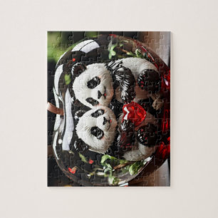 Panda's in een glazen hart legpuzzel